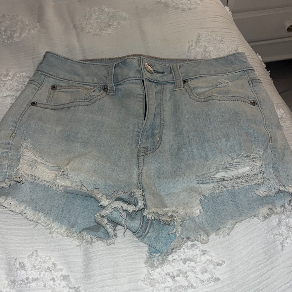 Light washed jean shorts